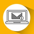 Hand drawing email receiving diagonal lines Royalty Free Stock Photo