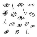 Hand drawing eye, nose Royalty Free Stock Photo