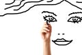 Hand drawing face of beautiful woman Royalty Free Stock Photo