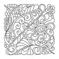 Hand drawing Fantastic plants and abstract elements. Coloring page for adult