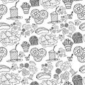 Hand drawing fast food doodles pattern