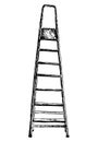 Hand drawing of folding ladder for construction work isolated on white