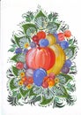 Hand drawing fruit Printout 1 file in format JPG A4 1 file PNG 300 dpi transparent background.