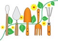 Hand drawing garden tools icon