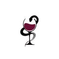 hand drawing a glass of wine and a snake, drawing for a tattoo Royalty Free Stock Photo