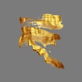 Hand drawing gold brush stroke paint spot on a gray background Royalty Free Stock Photo