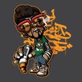 Hand drawing graffiti cartoon character illustration