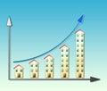 Hand drawing a graph about real estate market trends - concept image