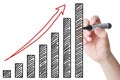 Hand drawing growing bussiness graph Royalty Free Stock Photo