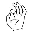 Hand drawing of a hand gesture okey-Vector Illustration