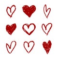 Hand drawing hearts isolated on white. Vector set Royalty Free Stock Photo