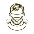 Hand drawing hipster hair style logo design. Vector illustration.