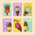 Hand drawing ice cream card collection