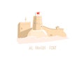 Hand drawing icon famous place - Al Fahidi Fort in Dubai, United Arab Emirates, Middle East Royalty Free Stock Photo