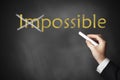 Hand drawing impossible on chalkboard Royalty Free Stock Photo