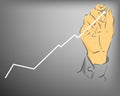 Hand drawing increasing graph, vector illustration