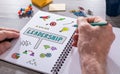 Leadership concept on a notepad Royalty Free Stock Photo