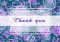 Hand drawing lettering on colorful Background. Thank you - phrase. Pink roses Royalty Free Stock Photo