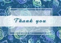 Hand drawing lettering on colorful Background. Thank you - phrase. Turquoise roses Royalty Free Stock Photo