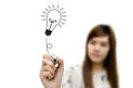Hand drawing light bulb idea. Royalty Free Stock Photo
