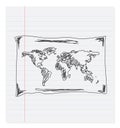 Hand drawing map of the world Royalty Free Stock Photo