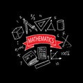 Hand drawing mathematics doodle set. Royalty Free Stock Photo
