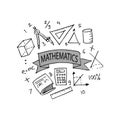Hand drawing mathematics doodle set. Royalty Free Stock Photo