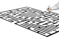 Hand drawing maze in white Royalty Free Stock Photo