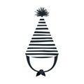 Hand drawing monochrome party hat with several lines decoratives