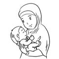 Hand drawing Mother and Son -Vector Illustration