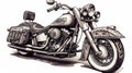 A hand drawing of a motorcycle. AI Generated