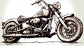 A hand drawing of a motorcycle. AI Generated