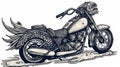 A hand drawing of a motorcycle. AI Generated
