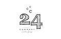 Hand drawing number 24 logo icon design for company template. Creative logotype in pencil style