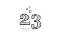 Hand drawing number 23 logo icon design for company template. Creative logotype in pencil style