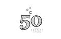 Hand drawing number 50 logo icon design for company template. Creative logotype in pencil style