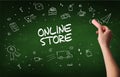 Hand drawing online shopping concept
