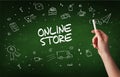 Hand drawing online shopping concept