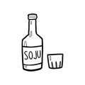 Hand drawing outline of Soju