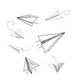 Hand drawing paper plane vector illustrations Royalty Free Stock Photo