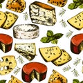 Hand drawing pattern with different cheeses.