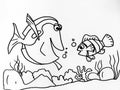 Hand drawing pattern marine life. Fish and plants. Maker Drawing. Coloring for kids.
