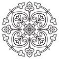 Hand drawing pattern for tile in black and white colors. Italian majolica style