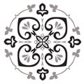 Hand drawing pattern for tile in black and white colors. Italian majolica style