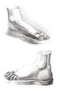 Hand drawing picture of foots