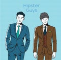 Hand drawing pop art illustration of business hipsters ,urban style.