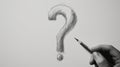 Hand drawing a question mark with pencil, black and white sketch Royalty Free Stock Photo