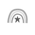 Hand drawing rainbow stylized stars on stripes. Abstract monochrome rainbow close-up inside a big star. Vector stock illustration
