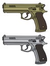 Golden and silver luxus handguns