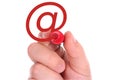 Hand drawing red email symbol